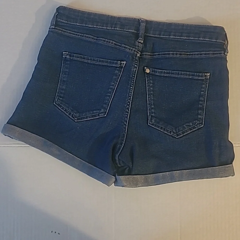 Short Shorts 2 pair lot stretch blue jean size 14 star print cuff dark wash
